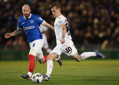 100326 - Portsmouth v Swansea City, EFL Sky Bet Championship -Ethan Galbraith of Swansea City fires a shot at goal
