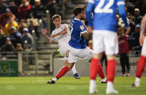 100326 - Portsmouth v Swansea City, EFL Sky Bet Championship - Ethan Galbraith of Swansea City shoots to score goal