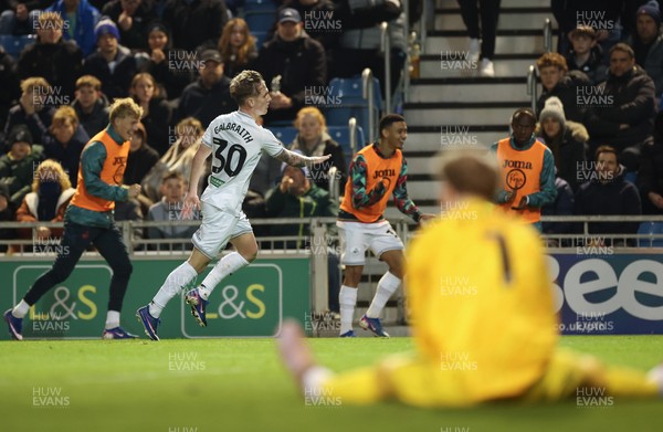 100326 - Portsmouth v Swansea City, EFL Sky Bet Championship - Ethan Galbraith of Swansea City celebrates after scoring goal
