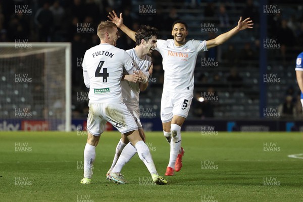 100326 - Portsmouth v Swansea City, EFL Sky Bet Championship - Josh Key of Swansea City celebrates after scoring the second goal