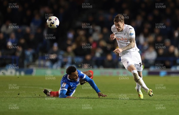 100326 - Portsmouth v Swansea City, EFL Sky Bet Championship - Josh Tymon of Swansea City breaks away