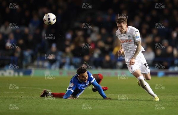 100326 - Portsmouth v Swansea City, EFL Sky Bet Championship - Josh Tymon of Swansea City breaks away