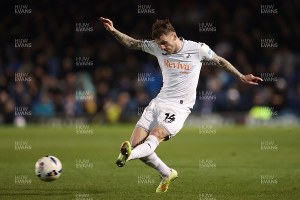 100326 - Portsmouth v Swansea City, EFL Sky Bet Championship - Josh Tymon of Swansea City breaks away