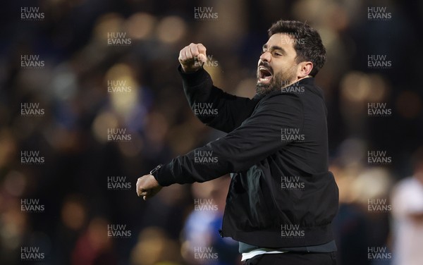 100326 - Portsmouth v Swansea City, EFL Sky Bet Championship - Swansea City head coach Vitor Matos celebrates at the end of the match