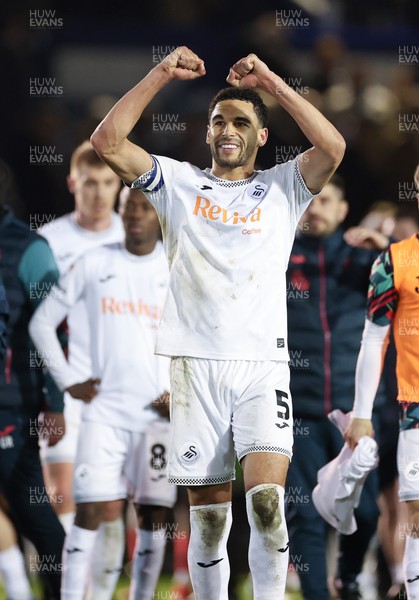 100326 - Portsmouth v Swansea City, EFL Sky Bet Championship - Ben Cabango of Swansea City celebrates at the end of the match