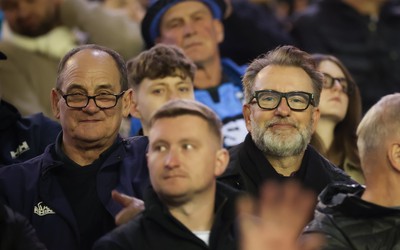 111025 - Potential New Cardiff Rugby Investors - Potential new Cardiff Rugby Investor Gareth West, right, with Reg Clarke Rhino CEO, left, at Cardiff Arms Park to watch Cardiff Rugby v Connacht Rugby