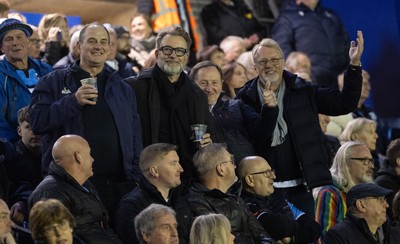 111025 - Potential New Cardiff Rugby Investors - Potential new Cardiff Rugby Investors, Reg Clarke, left, Gareth West second left, and Niels Fuul, right, at Cardiff Arms Park to watch Cardiff Rugby v Connacht Rugby