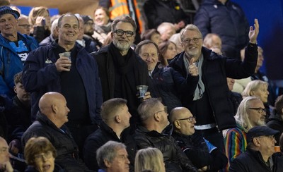 111025 - Potential New Cardiff Rugby Investors - Potential new Cardiff Rugby Investors, Reg Clarke, left, Gareth West second left, and Niels Fuul, right, at Cardiff Arms Park to watch Cardiff Rugby v Connacht Rugby
