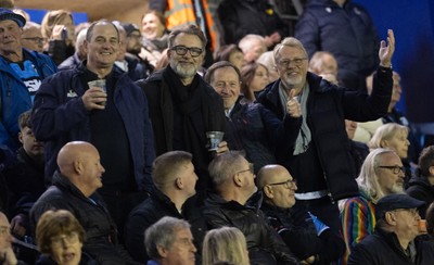 111025 - Potential New Cardiff Rugby Investors - Potential new Cardiff Rugby Investors, Reg Clarke, left, Gareth West second left, and Niels Fuul, right, at Cardiff Arms Park to watch Cardiff Rugby v Connacht Rugby
