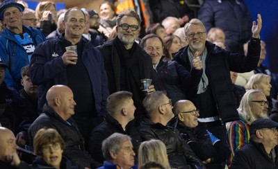 111025 - Potential New Cardiff Rugby Investors - Potential new Cardiff Rugby Investors, Reg Clarke, left, Gareth West second left, and Niels Fuul, right, at Cardiff Arms Park to watch Cardiff Rugby v Connacht Rugby
