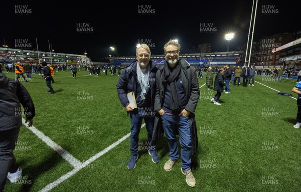 111025 - Potential New Cardiff Rugby Investors - Potential new Cardiff Rugby Investors, Niels Fuul, left and Gareth West on the pitch at Cardiff Arms Park at the end of  Cardiff Rugby v Connacht Rugby