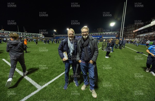 111025 - Potential New Cardiff Rugby Investors - Potential new Cardiff Rugby Investors, Niels Fuul, left and Gareth West on the pitch at Cardiff Arms Park at the end of  Cardiff Rugby v Connacht Rugby