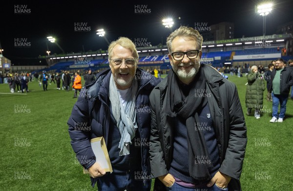 111025 - Potential New Cardiff Rugby Investors - Potential new Cardiff Rugby Investors, Niels Fuul, left and Gareth West on the pitch at Cardiff Arms Park at the end of  Cardiff Rugby v Connacht Rugby