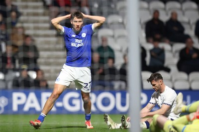 080425 - Preston North End v Cardiff City - Sky Bet Championship - Rubin Colwill of Cardiff shows his feelings as his shot goes wide