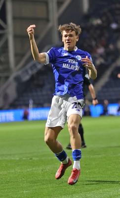 080425 - Preston North End v Cardiff City - Sky Bet Championship - Will Alves of Cardiff celebrates scoring goal to equalise 1-1