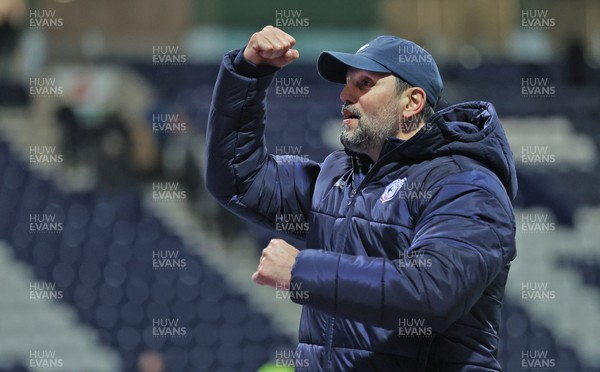 251123 - Preston North End v Cardiff City - Sky Bet Championship - Manager Erol Bulut of Cardiff salutes the fans at the end of the match
