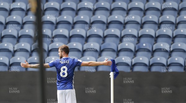 270620 - Preston North End v Cardiff City - Sky Bet Championship - Joe Ralls of Cardiff celebrates the 1st goal to an empty stand
