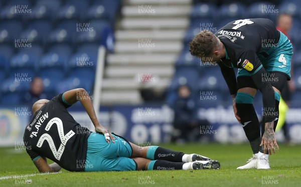 010220 - Preston North End v Swansea City - Sky Bet Championship - Andre Ayew of Swansea injured in 1st half   