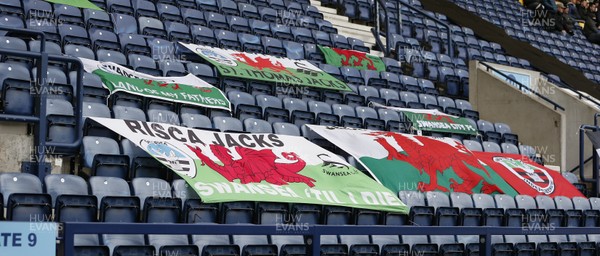 010220 - Preston North End v Swansea City - Sky Bet Championship - Welsh flags decorate the almost empty away stand   