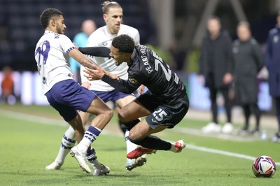 040325 - Preston North End v Swansea City - Sky Bet Championship - Myles Peart-Harris of Swansea and Kaine Kesler-Hayden of Preston North End