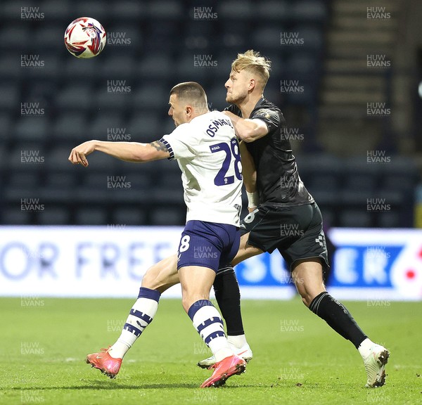 040325 - Preston North End v Swansea City - Sky Bet Championship - Harry Darling of Swansea and Milton Osmotic of Preston North End