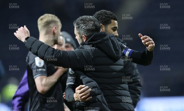 040325 - Preston North End v Swansea City - Sky Bet Championship - Swansea manager Alan Sheehan and Ben Cabango of Swansea at the end of the match