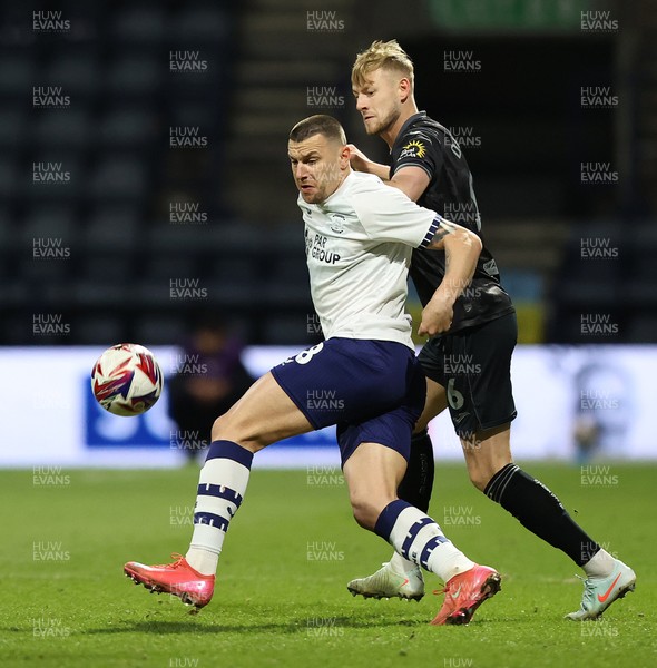 040325 - Preston North End v Swansea City - Sky Bet Championship - Harry Darling of Swansea and Milton Osmotic of Preston North End