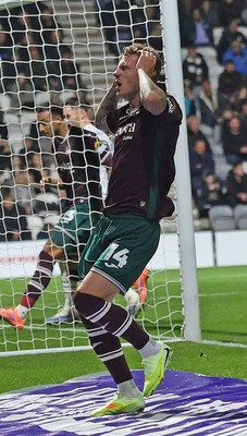 051125 - Preston North End v Swansea City - Sky Bet Championship - Josh Tymon of Swansea reacts to having his shot saved