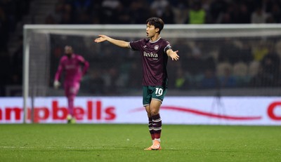 051125 - Preston North End v Swansea City - Sky Bet Championship - Eom Ji-sung of Swansea celebrates scoring a goal in the 2nd half