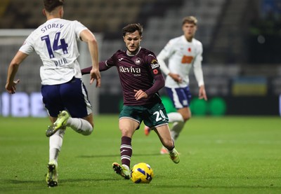 051125 - Preston North End v Swansea City - Sky Bet Championship - Liam Cullen of Swansea and Jordan Storey of Preston North End