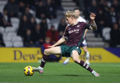 051125 - Preston North End v Swansea City - Sky Bet Championship - Melker Widell of Swansea tries to reach ball in front of goal mouth for a shot