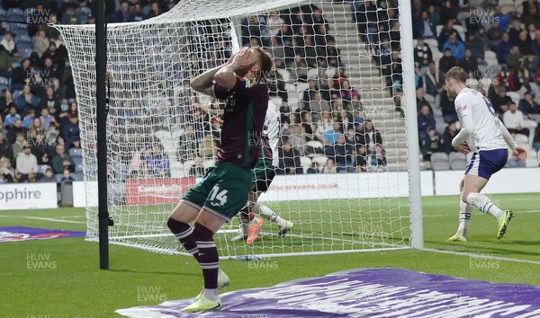 051125 - Preston North End v Swansea City - Sky Bet Championship - Josh Tymon of Swansea rues missed chance