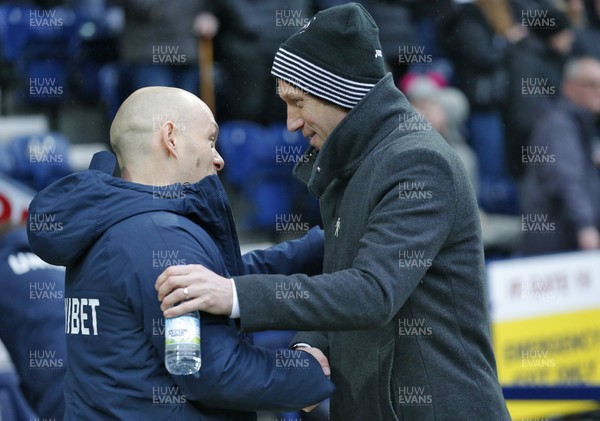 120119 - Preston North End v Swansea City - Sky Bet Championship -  Manager Graham Potter  of Swansea and Manager Alex Neil of Preston North End at the start of the match  