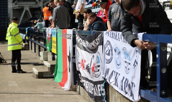 260823 - Preston North End v Swansea City - Sky Bet Championship - Swansea fans banners