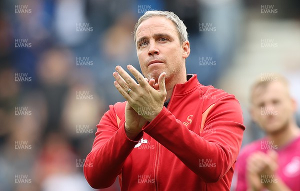 260823 - Preston North End v Swansea City - Sky Bet Championship - Head Coach Michael Duff  of Swansea applauds the travelling fans