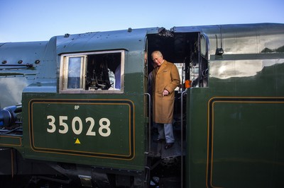 071218 - Picture shows HRH Prince Charles on the steam train after arriving in Cardiff at Central Station