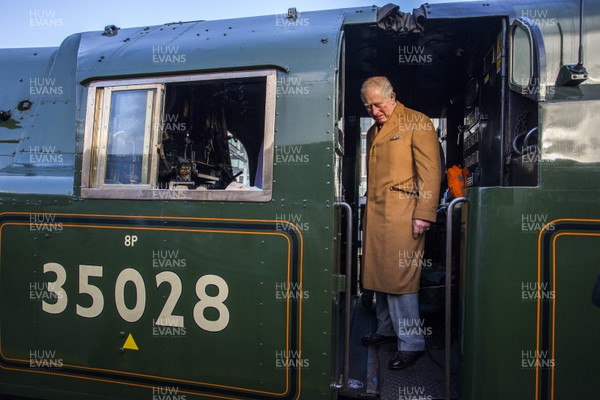 071218 - Picture shows HRH Prince Charles on the steam train after arriving in Cardiff at Central Station