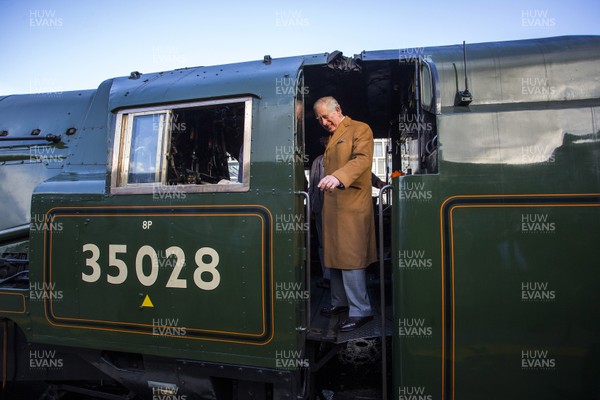 071218 - Picture shows HRH Prince Charles on the steam train after arriving in Cardiff at Central Station