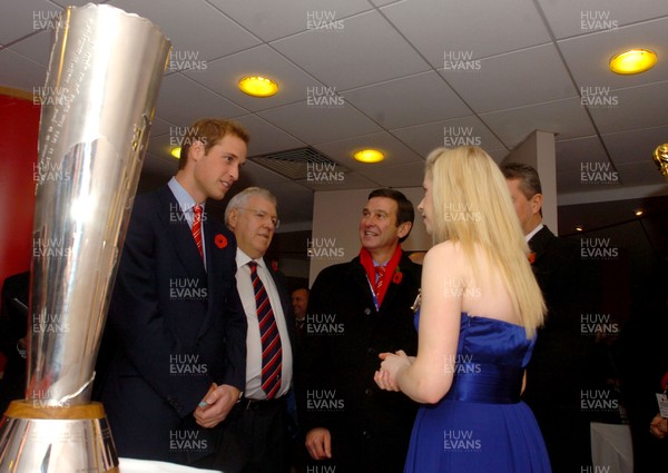 08.11.08  Wales  v South Africa Prince William, Dennis Gethin(WRU President), Roger Lewis(WRU Chief Exec) and Claire Jones(Harpist). 