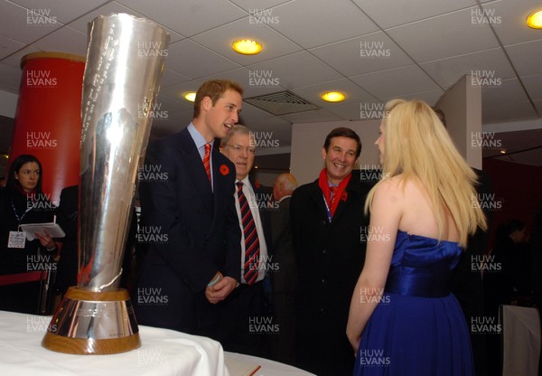 08.11.08  Wales  v South Africa Prince William, Dennis Gethin(WRU President), Roger Lewis(WRU Chief Exec) and Claire Jones(Harpist). 