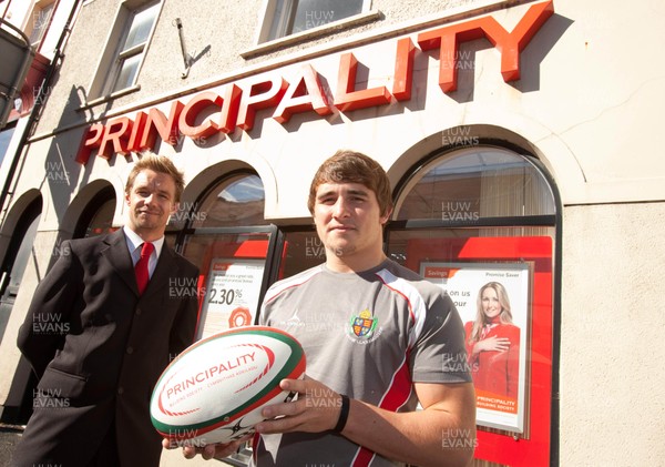 061012 - Llandovery's Rhodri Williams, Principality Player of the Month winner with Llandeilo Branch Manager Richard Cleverley