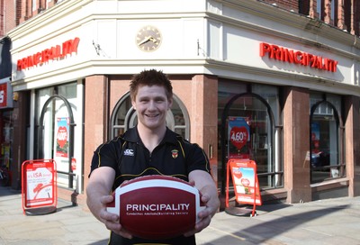 08.04.10 ... Pic from WRU -  Principality Player of the Month, March 2010, Andrew Coombs of Newport RFC at the Newport branch of the Principality 