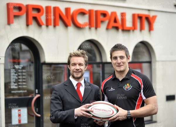 140213 -  Principality Player of the Month -  Llandovery's Matthew Jacobs, Principality Player of the Month winner with Llandeilo Branch Manager Richard Cleverley