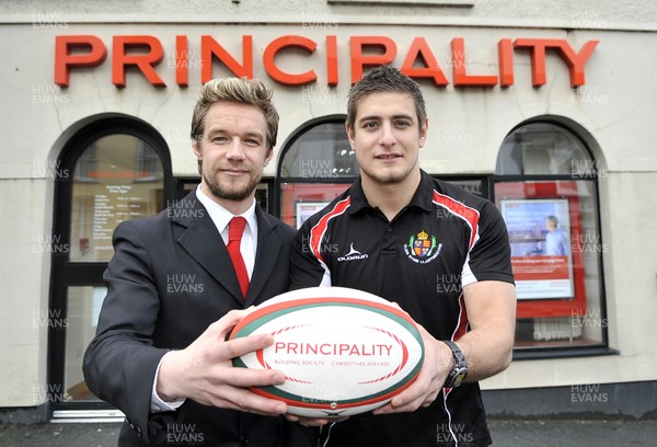 140213 -  Principality Player of the Month -  Llandovery's Matthew Jacobs, Principality Player of the Month winner with Llandeilo Branch Manager Richard Cleverley