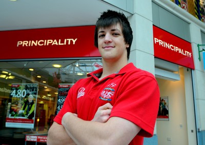 17.02.10-WRU Principality Player of the Month. Llanelli RFC  Dale Ford at the Llanelli Branch of the Principality Building Society. 