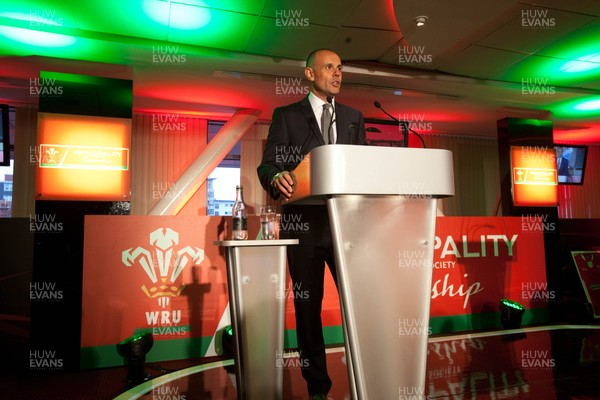 280513 - WRU Principality Premiership Awards Dinner - Host Jason Mohammed welcomes guests to the Awards