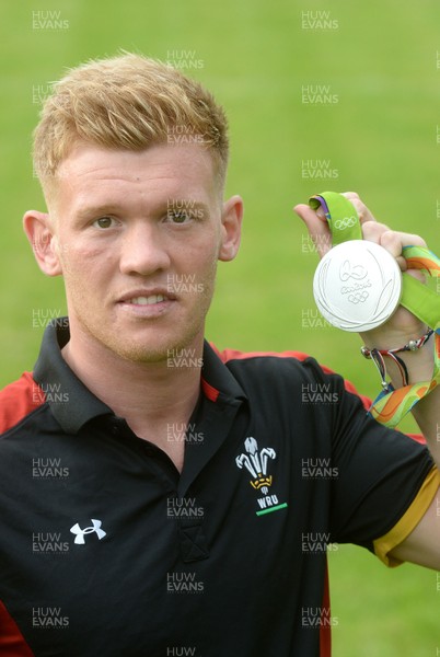 240816 - Principality Premiership Launch -GB Olympic sevens rugby player Sam Cross with his silver medal