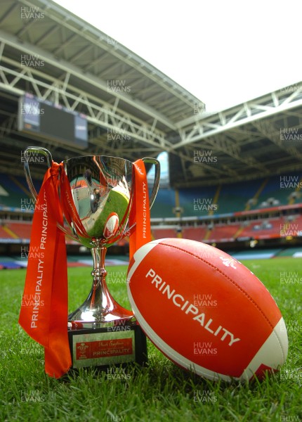 28.08.07 - Principality Premiership Launch - The Principality Premiership Trophy and a match ball 