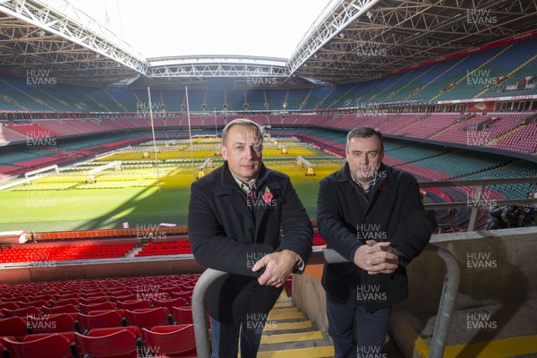 311018 - Principality Stadium manager Mark Williams and WRU CEO Martyn Phillips in the North Stand of Principality Stadium, which is the location for the 4,200 capacity Alcohol Free Zone, which will be in use for the first time when Wales take on Scotland on Saturday 3 November