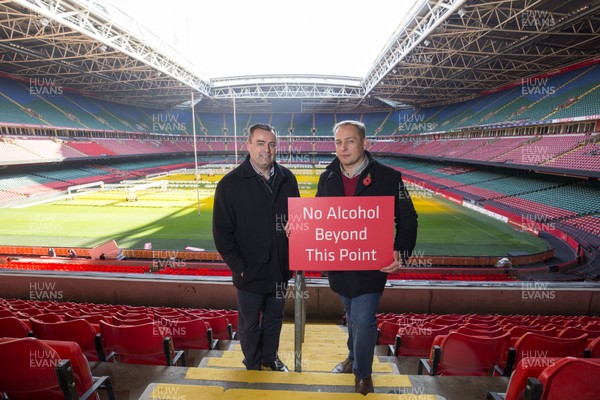 311018 - WRU CEO Martyn Phillips and Principality Stadium manager Mark Williams in the North Stand of Principality Stadium, which is the location for the 4,200 capacity Alcohol Free Zone, which will be in use for the first time when Wales take on Scotland on Saturday 3 November